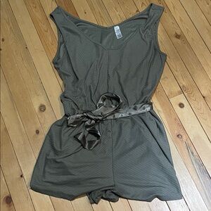 Olive Green Sleeveless Romper with Belt